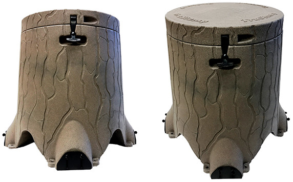 Gravity fed deer feeder manufactured with linear polyethylene
